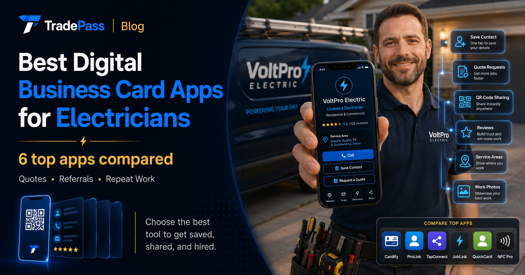 Tools & Apps: Best Digital Business Card Apps for Electricians (2026) - TradePass Blog